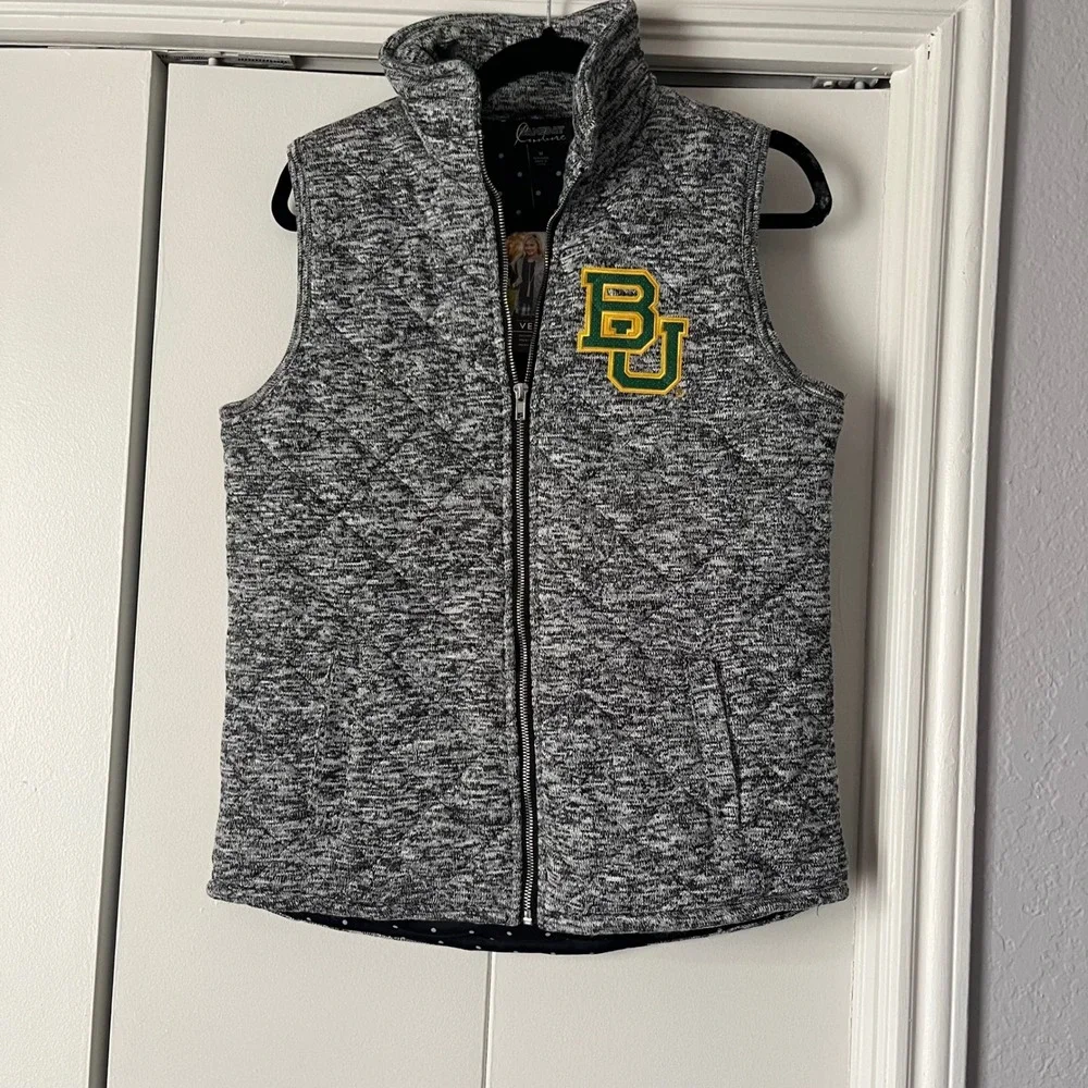 Gameday Couture‎ Baylor Bears Vest Quilted Full Zip Pockets Gray M
